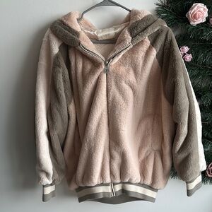 Pink and Gray Hooded jacket - super soft and cozy!